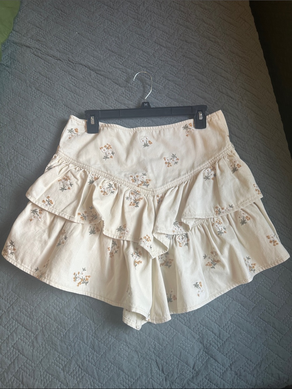 DRIFTWOOD Cream Floral Ruffle Mini Skirt